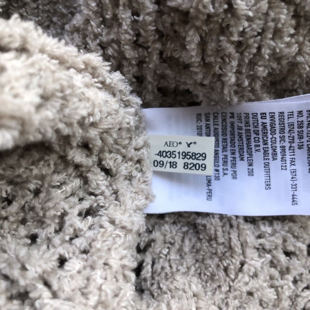 American Eagle Gray Cable Knit Sweater Medium Crochet Open Knit Cozy Pullover - Picture 11 of 11